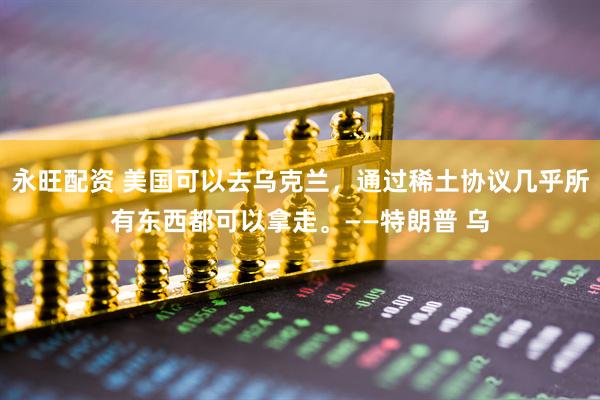 永旺配资 美国可以去乌克兰，通过稀土协议几乎所有东西都可以拿走。——特朗普 乌